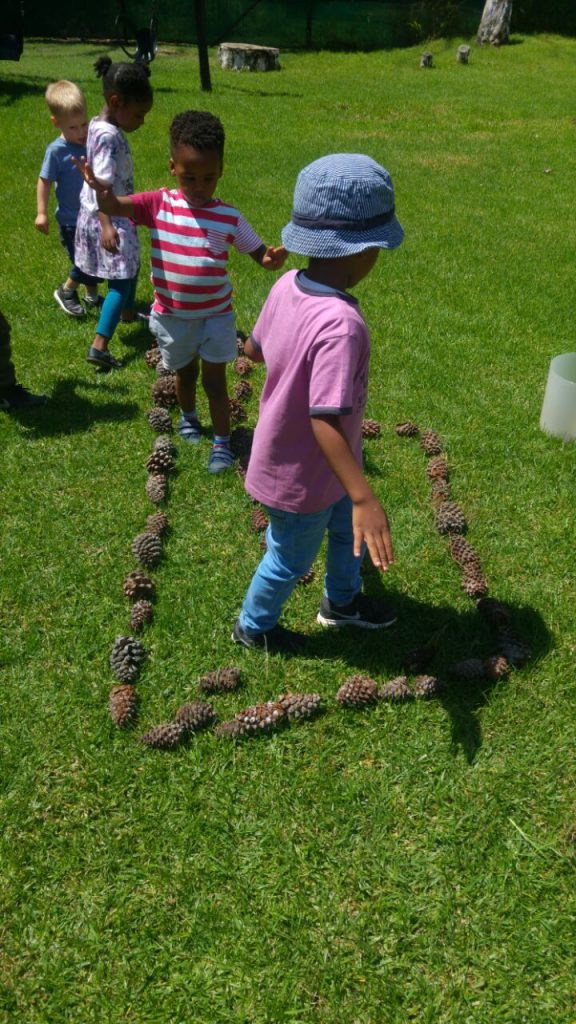 nature activities, pine cone maze